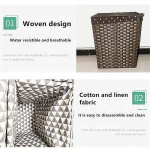 Rattan-like woven dirty clothes storage basket has a smooth surface does not hurt the hands