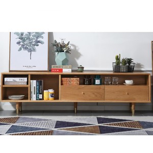 کابینت تلویزیون با چوب جامد خالص کابینت طبقه پایین بلوط از چوب طبیعی جامد، بدون پوست، کاربردی و زیبا ساخته شده است.