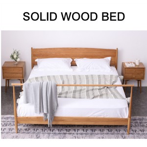 Модеран једноставан кревет за спаваћу собу од пуног дрвета