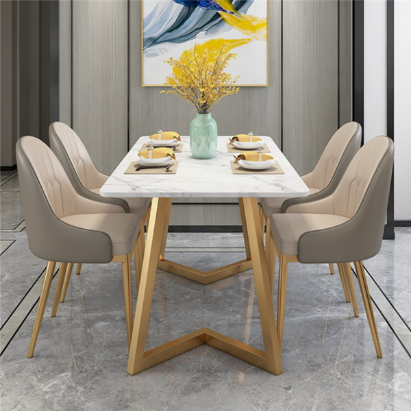 Moderný jedálenský stôl z tepaného železa jednoduchý jedálenský nábytok 0549 Tento #jedálenský stôl má jedinečný štýl a krásny tvar, bez ohľadu na to, kde je umiestnený, má úžasné čaro.Kompaktná veľkosť je ideálna pre každé miesto.Použite mramor a kov ako suroviny na vytvorenie vynikajúceho priemyselného dizajnu.Môže zabezpečiť okamžitú bohatú výzdobu.Vlastnosť Malý mramorový #jedálenský stôl Obdĺžnikový obrys a kovová základňa v tvare X Zmena vysokokvalitnej mramorovej stolovej dosky vytvára pocit slávnosti Sofistikovaný industriálny štýl na moderný farmársky štýl