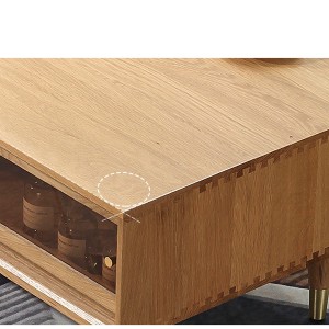 ટેબલના ખૂણાઓની ગોળાકાર ડિઝાઇન કોફી ટેબલના દરેક ખૂણાને ગોળાકાર અને સરળ બનાવે છે.