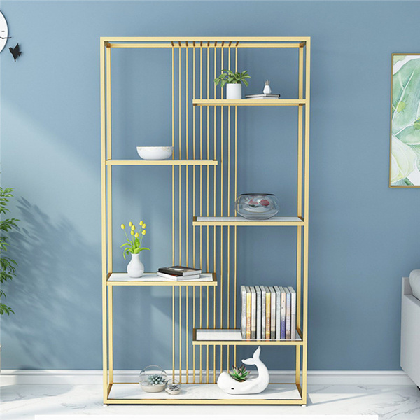 Straight lines and modern metal legs provide a first-class design for this metal #bookshelf. Very suitable for any fashionista. Obsessed with multiple open shelves. Can provide enough storage space for all your items. Precision welding of the coffin is preferred. Marble storage board. The bookcases are available in black/gold and white marble. Make the dream of saving space come true.

The 5-story #bookshelf is an exquisite supplement to your work space.
5 open bookshelves allow you to organize books, decorations and souvenirs.
Black/gold with artificial white marble. Add a sophisticated modern look to your home office or living room.