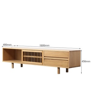 The round bar sliding door TV cabinet is made of natural solid wood, which is strong and durable.