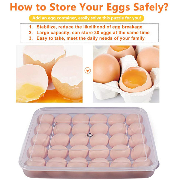 2. Kā droši uzglabāt olas?Pievienojiet olu trauku.Jūs varat viegli atrisināt šo problēmu.01. Stabils, samazinot egq pārrāvuma iespēju.02. Liela ietilpība, vienlaikus var uzglabāt 30 olas.03. Ērts pārnēsāšanai un ģimenes ikdienas vajadzību apmierināšanai.