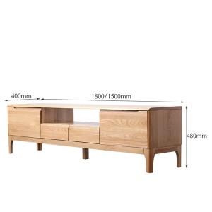 The TV cabinet with multiple storage spaces in solid wood is strong and stable with a hard texture