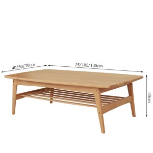 Moderný a jednoduchý biely dub dvojvrstvový konferenčný stolík z masívu Dvojvrstvový skladný konferenčný stolík vyrobený z čistého masívneho dreva.