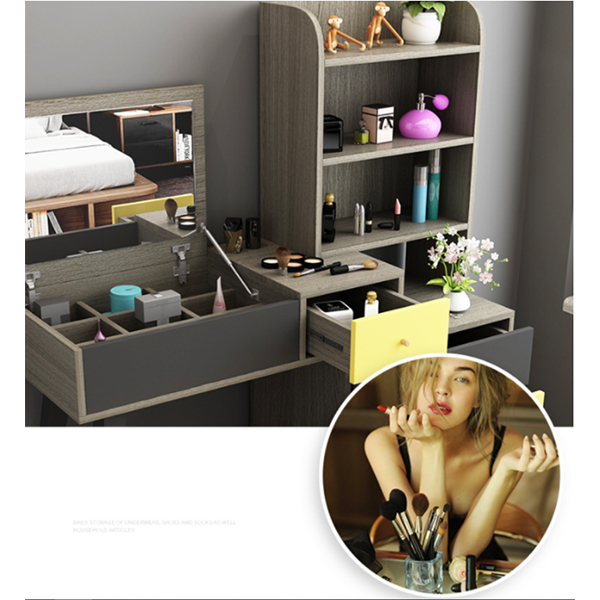 4. Vanity mirror storage compartment: convenient storage, extra-large makeup mirror; daily storage of various cosmetics and daily necessities.
