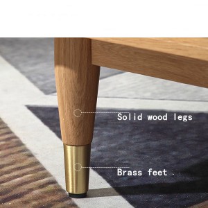 Le bois massif conique avec des pieds épais, une texture tridimensionnelle et ronde rendent la table basse élégante et simple.