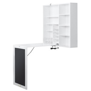 Corner #Desk with 2 USB Charging Ports & Outlets White