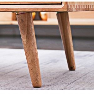 Massyf houten wenkeamer meubels tee tafel, dikke en dikke houten skonken oan de ûnderkant, duorsum.