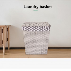 Dirty clothes storage basket The storage basket is in natural wood color