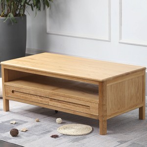 Nordic modern storage living room solid wood coffee table is made of FAS grade white oak.