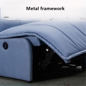 O sofá reclinable está feito de armazón de ferro con esponxa e coiro