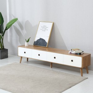 Kabinet TV kayu solid sederhana dan modern terbuat dari kayu solid, kuat dan tahan lama