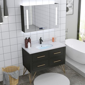 Современная светлая роскошная умная ванная комната с vabity комбинацией