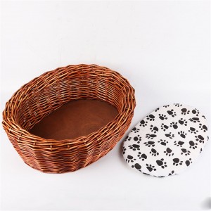 Wicker Warm Multifunctional Pet Bed With Cushion