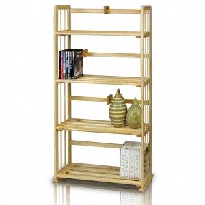 Simple four-layer bookshelf of natural pine wood can hold books, vases, etc.